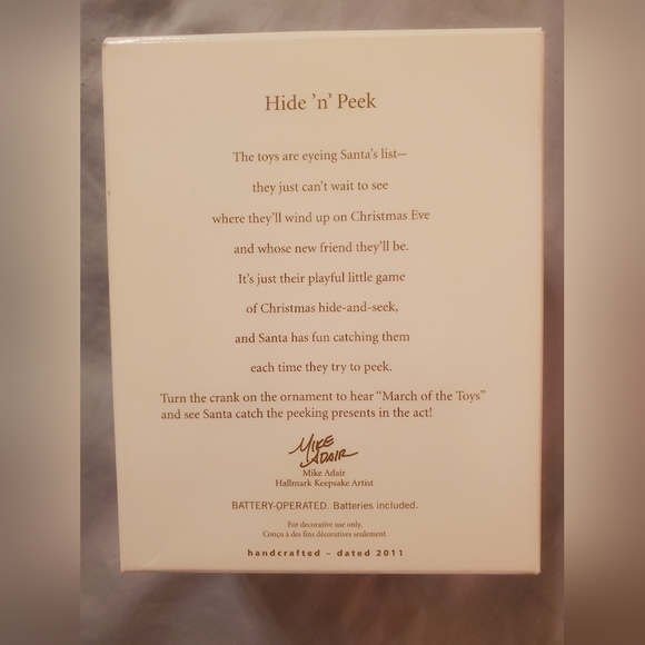 Hallmark Keepsake "Hide 'n Peek" Ornament.  2011 - Picture 2 of 4